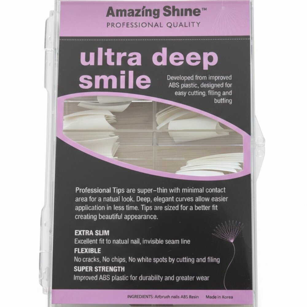 Amazing Shine Ultra Deep Smile Nail Tips Set - 100 Count Acrylic & Gel Extension